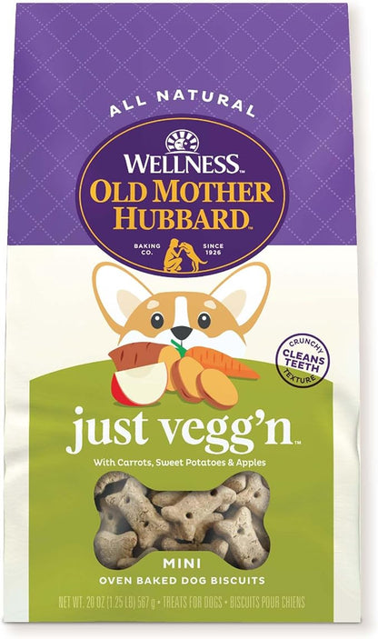 Old Mother Hubbard by Wellness Classic Just Vegg'N Natural Dog Treats, Crunchy Oven-Baked Biscuits, Ideal for Training, Mini Size, 20 ounce bag - PAWPICO
