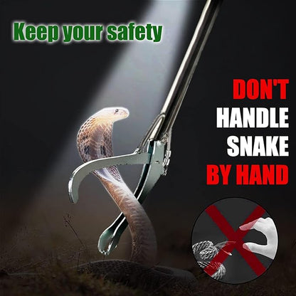 IC ICLOVER 60" Extra Long Snake Tongs, with Flashlight for Night Using, Heavy Duty Reptile Grabber Tool Rattle Snake Catcher, Professional Wide Jaw Snake Handling Tools with Lock, Non-Slip Grip Handle ICICLOVER