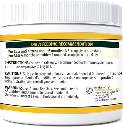 Trulysine Plus L-Lysine for Cats Immune Support Oral Powder 8oz/226g - Cats & Kittens of All Age, Sneezing, Runny Nose Squinting, Watery Eyes Chicken Liver Flavor (U.S.A)(226 Grams (900mg / Scoop)) Pet+Health+Pharma