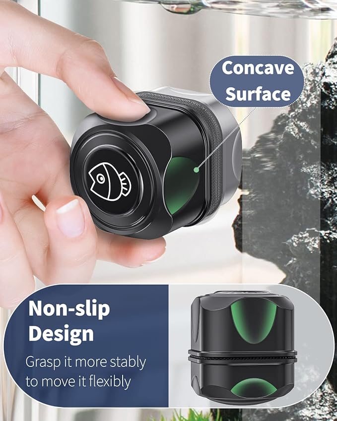 Pawfly Aquarium Magnetic Brush for Glass Fish Tanks 1.8 Inch Stain Scrubber Pads Floating Cleaning Tool for 4/5 Inch Thick Fresh & Marine Aquariums up to 30 Gallons (Not for Acrylic & Plastic Tanks) Pawfly