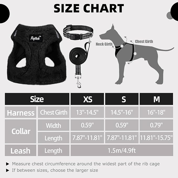 PUPTECK Adjustable Dog Harness Collar and Leash Set Step in No Pull Pet Harness for Small Medium Dogs Puppy and Cats Outdoor Walking Running, Soft Mesh Padded Reflective Vest Harnesses, Black S PUPTECK