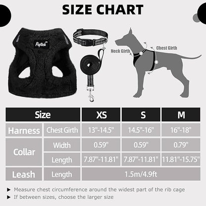 PUPTECK Adjustable Dog Harness Collar and Leash Set Step in No Pull Pet Harness for Small Medium Dogs Puppy and Cats Outdoor Walking Running, Soft Mesh Padded Reflective Vest Harnesses, Black S PUPTECK