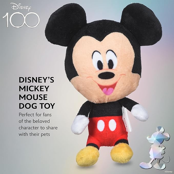 Mickey Mouse Plush Squeaky Dog Toy 6in | Disney Dog Toys | Plush Squeaker Toy for Dogs Inspired by Mickey Mouse, Disney Mickey and Friends - PAWPICO
