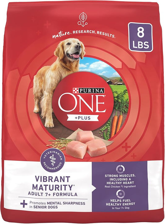 Purina ONE High Protein Dry Senior Dog Food Plus Vibrant Maturity Adult 7 Plus Formula - 8 lb. Bag - PAWPICO