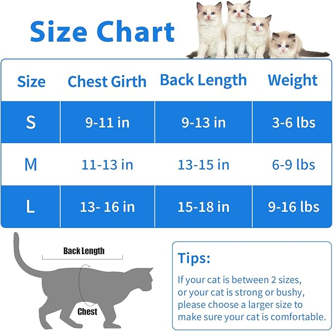 Cat Recovery Suit Cat Onesie for Cats After Surgery Female, Breathable Cat Surgery Recovery Suit for Abdominal Wounds Post-Surgery, Cat Surgical Spay Recovery Shirt for Cats Kitten Blue Medium Coppthinktu