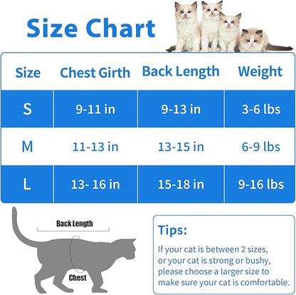 Cat Recovery Suit Cat Onesie for Cats After Surgery Female, Breathable Cat Surgery Recovery Suit for Abdominal Wounds Post-Surgery, Cat Surgical Spay Recovery Shirt for Cats Kitten Blue Large Coppthinktu