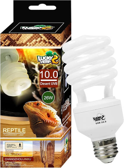 LUCKY HERP Desert UVA UVB Reptile Light Bulb 10.0 26W Compact Fluorescent Lamp LUCKYHERP