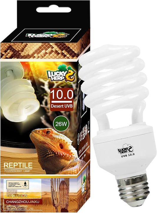 LUCKY HERP Desert UVA UVB Reptile Light Bulb 10.0 26W Compact Fluorescent Lamp LUCKYHERP