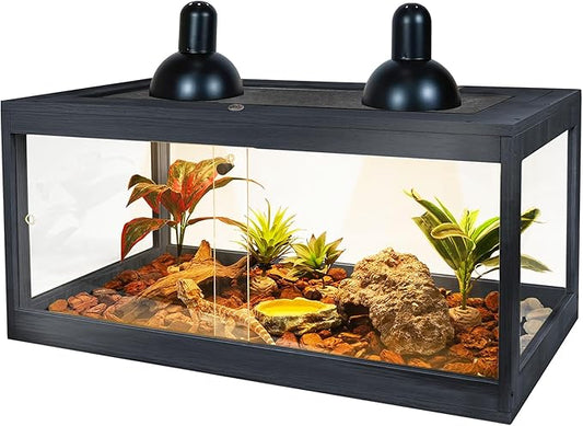63 Gallon Terrarium, Reptile Habitat, Durable Quality, Suitable for All Types of Reptile, Hamsters, Snakes, 40“ Wide, Black PROLEE