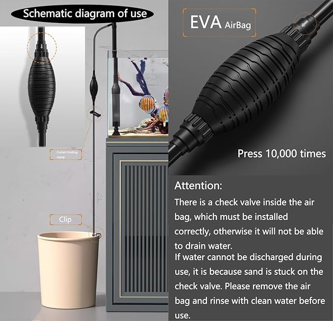 Carefree Fish Aquarium Gravel Cleaner Fish Tank 256Gph Water Changer Gravel Vacuum Adjustable Length ABS Bewatermyfriend