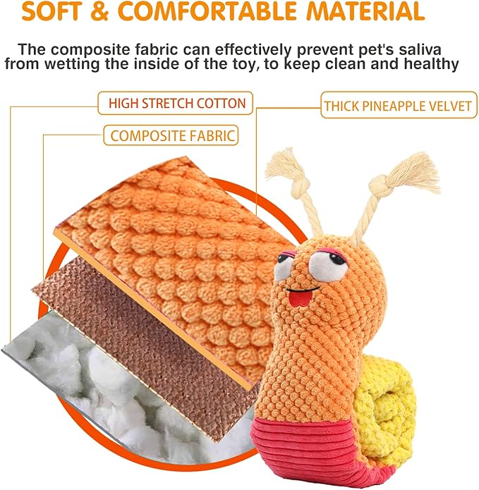 Dog Enrichment Toys - Dog Puzzles Squeaky Treat Dispensing Crinkle Plush Snuffle Toys - Dog Treat Toy for Small Medium Large Dogs Tough Funny Soft Puppy Toy, Snail - PAWPICO