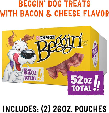 Purina Beggin' Strips With Real Meat Dog Training Treats With Bacon and Cheese Flavors - (Pack of 2) 26 oz. Pouches - PAWPICO