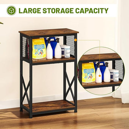 Snughome Fish Tank Stand, 10 Gallon Aquarium Stand with Storage, 3 Tier Heavy Metal Fish Tank Stand Fish Tank Shelf 20.47" x 11.42" x 30.91", Rustic Brown Snughome