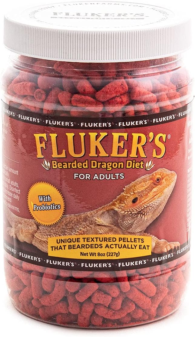 Fluker's Bearded Dragon Food, For Adult Bearded Dragons, Pellet Diet Rich in Protein, Fats, Vitamins, and Minerals, 3.4 oz Flukers