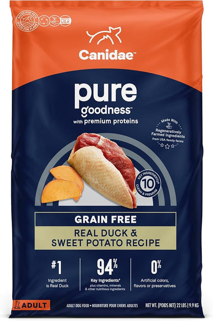 Canidae Pure Real Duck & Sweet Potato Recipe Adult Dry Dog 22 LB - PAWPICO