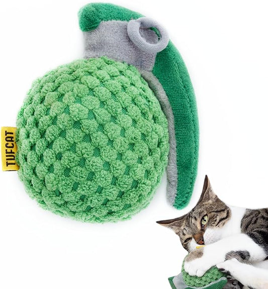 Cat Toys Grenade, Cat Toys for Indoor Cats, Kitten Toys, Catnip Toys for Cats of All Breeds, Action Themed Fun for Kicking, Biting, Chewing (Grenade, 1-Pack) - PAWPICO
