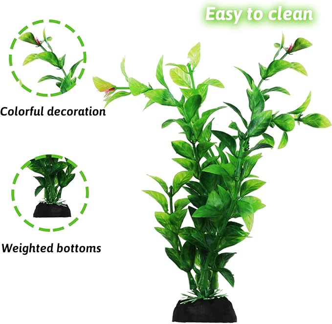 PietyPet Fish Tank Accessories Green Plants, 10pcs Green Fish Tank Decorations, Aquarium Decor Plastic Plants Bxlive