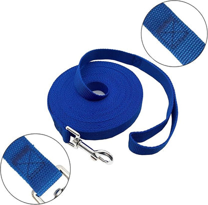 15ft 20ft 30ft 40ft 50ft Long Dog/Puppy Lead Obedience Recall Training Dog Leashes for Small Medium Dogs Camping, Training, Play, or Backyard (Blue, 1" x 30FT) PETGOGO