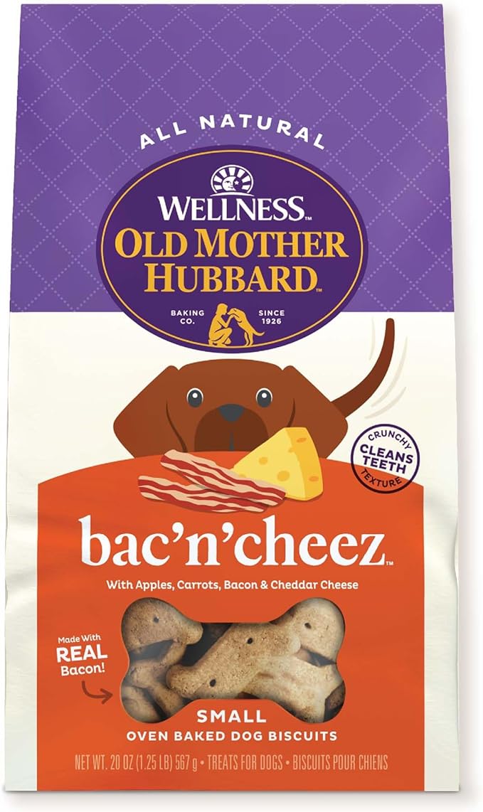 Wellness Old Mother Hubbard Classic Bac'N'Cheez Natural Small Oven-Baked Biscuits Dog Treats, 20 Ounce Bag - PAWPICO