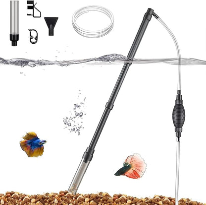 Carefree Fish Aquarium Long Handle Cleaning Tools and Garvel Cleaner Fish Tank Water Changer 256Gph Bewatermyfriend