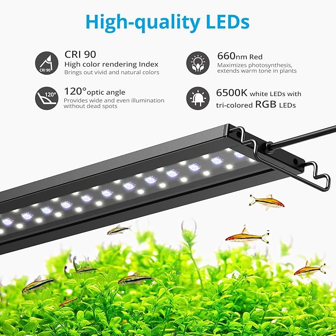 NICREW C10 24/7 LED Aquarium Light for Plants, 48-60 Inches, Full Spectrum Fish Tank Light with Timer, Brightness Adjustable NICREW
