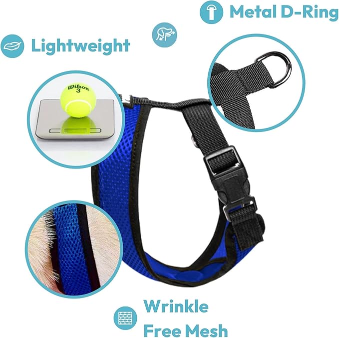 Gooby Comfort X Head in Harness - Blue, Small - No Pull Small Dog Harness, Patented Choke-Free X Frame - Perfect on The Go Dog Harness for Medium Dogs No Pull or Small Dogs for Indoor and Outdoor Use Gooby
