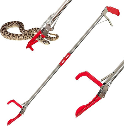60" Professional Snake Tongs Heavy Duty Reptile Rattle Snake Catcher Wide Jaw Handling Tool Stainless Steel Collapsible Grabber Outdoor Catch Tool with Non-Slip Grip Handle (60inch/150cm) COYXiCE