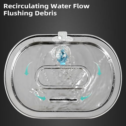 Cat Water Fountain Stainless Steel 3.2L/108oz Capacity, Automatic Pet Water Dispenser with Quiet Pump, and Dishwasher Safe Design for Cats, Dogs - PAWPICO