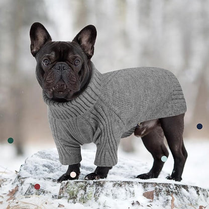 IECOii XL Dog Sweater,Fall Doggy Clothes for Extra Large Dogs Girl Boy,Warm Pullover Xmas Dog Costume Clothes,Solid Color Pet Winter Apparel for Beagle,English Bulldog (Light Grey,XLarge) - PAWPICO
