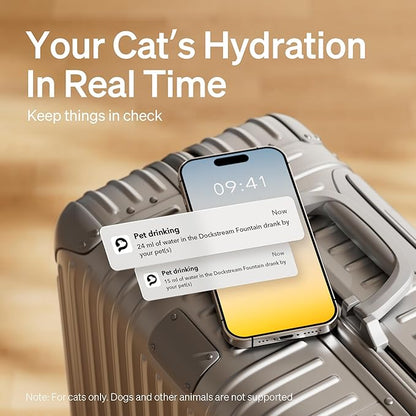 PETLIBRO App Monitoring Cat Water Fountain, 2.5L/84oz Dockstream Pet Water Fountains for Cats Indoor, Automatic Cat Water Dispenser for Drinking with 2.4G Wi-Fi, Smart Fountain, Stainless Steel Tray - PAWPICO