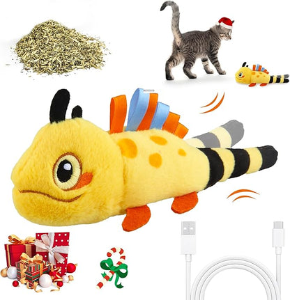 Gigwi Flopping Lizard Interactive Cat Toys with Catnip & Silvervine, Floppy Wiggle Cat Toy for Indoor Cats, Moving Activated Cat Kicker Toys, Electric Kitten Toys with USB Rechargeable - PAWPICO