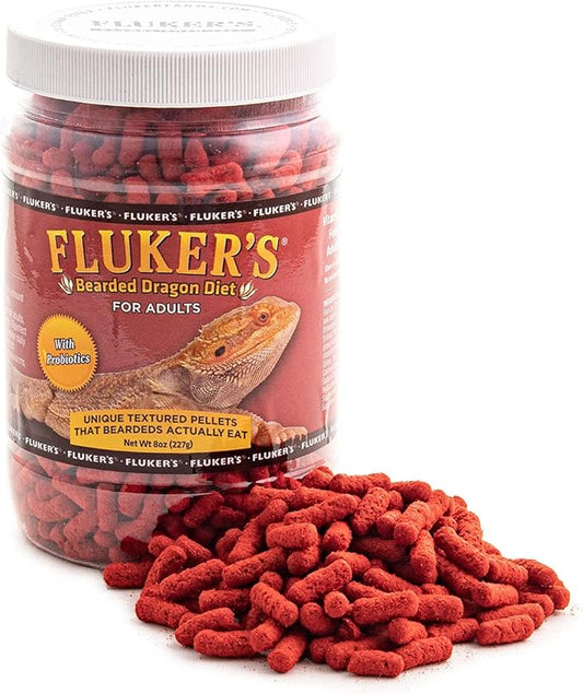 Fluker's Bearded Dragon Food, For Adult Bearded Dragons, Pellet Diet Rich in Protein, Fats, Vitamins, and Minerals, 3.4 oz Flukers