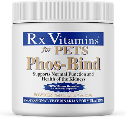 Rx Vitamins Phos-Bind - Kidney Support Supplement Powder - Phosphate Binder for Cats & Dogs for Kidney Health - Supports Normal Kidney Cleanse and Essential Kidney Care - 200g RxVitamins