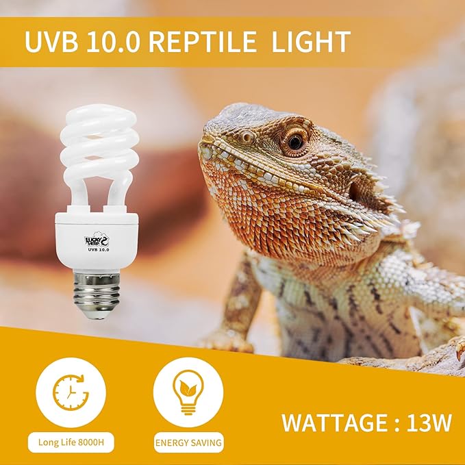 LUCKY HERP Desert UVA UVB Reptile Light Bulb 10.0 13W Compact Fluorescent Lamp LUCKYHERP