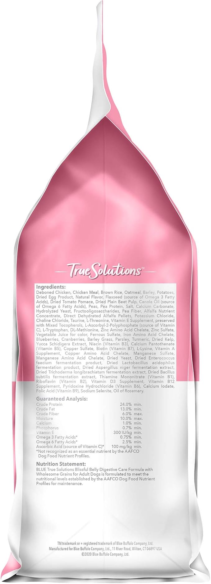 Blue Buffalo True Solutions Blissful Belly Digestive Care Natural Dry Food for Adult Dogs, Chicken, 4-lb Bag - PAWPICO