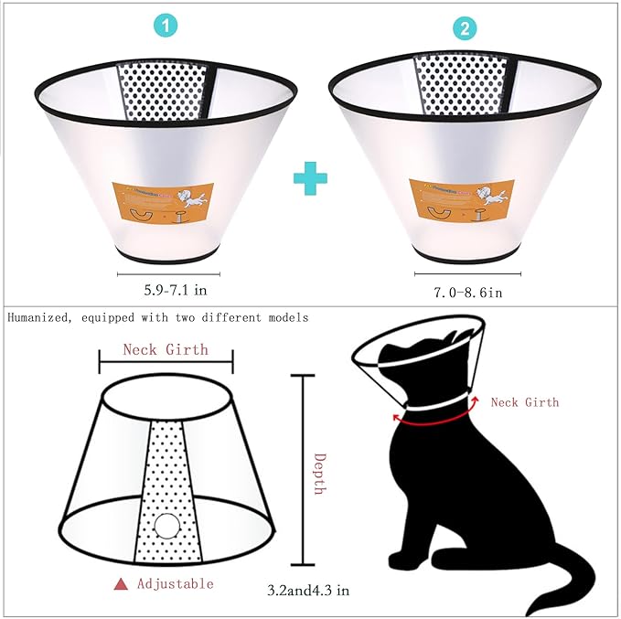Cat Recovery Collar，Waterproof Anti-bite and Anti-Lick Wound Healing Safe Adjustable Elizabethan Collar，Cat Surgery Recovery Suit Cat Onesie for Cats After Surgery (Black, M) PAWPICO