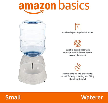 Amazon Basics Gravity Pet Water Dispenser for Cat, Dog, 1 Gallon Capacity, Gray - PAWPICO