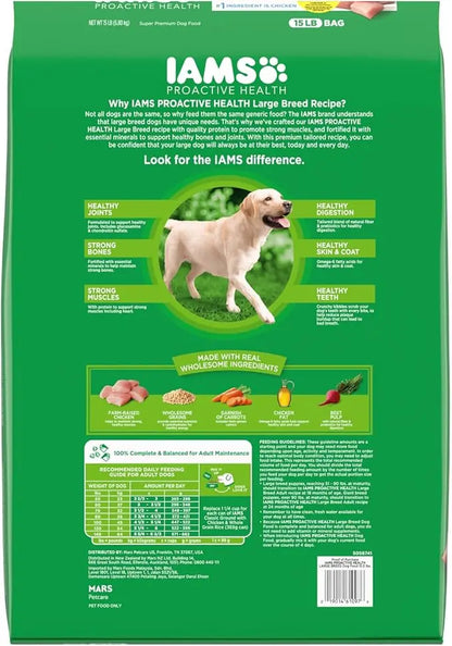 IAMS Proactive Health Large Breed Adult Dry Dog Food with Real Chicken, 15 lb. Bag - PAWPICO