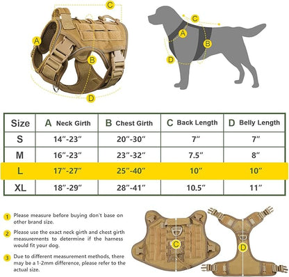 Tactical Dog Harness Vest with Handle Tactical Dog Harness for Large Dogs No Pull Adjustable Pet Harness Reflective K9 Military Service Dog Harnesses for Walking Hiking Training (L) WINGOIN