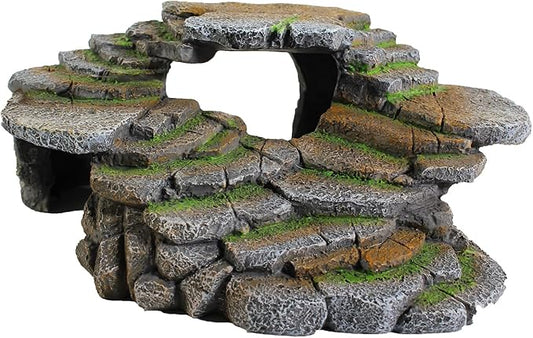 PENN-PLAX (REP183) Reptology Shale Scape Step Ledge & Cave Hideout – Decorative Resin for Aquariums & Terrariums – Great for Reptiles, Amphibians, and Fish – Large Penn-Plax