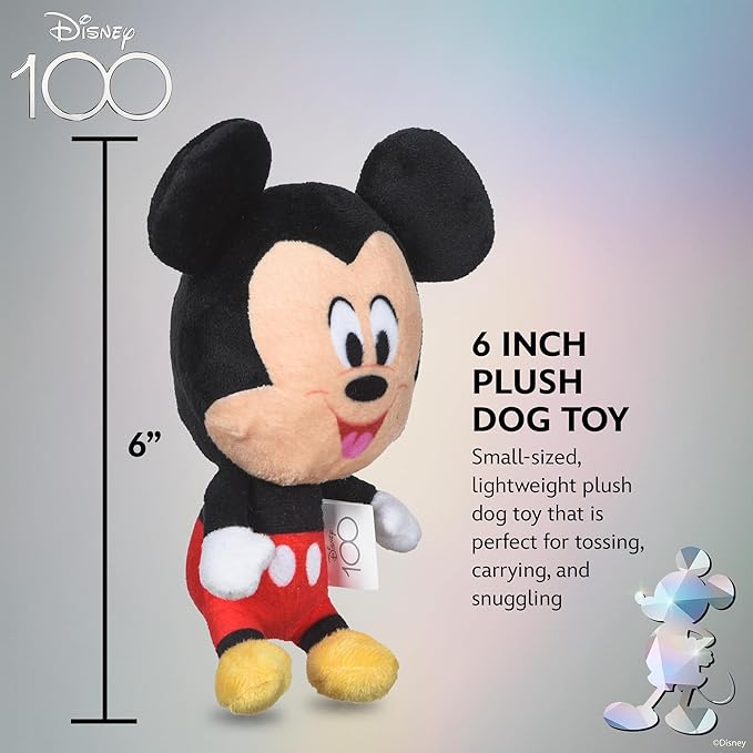 Mickey Mouse Plush Squeaky Dog Toy 6in | Disney Dog Toys | Plush Squeaker Toy for Dogs Inspired by Mickey Mouse, Disney Mickey and Friends - PAWPICO