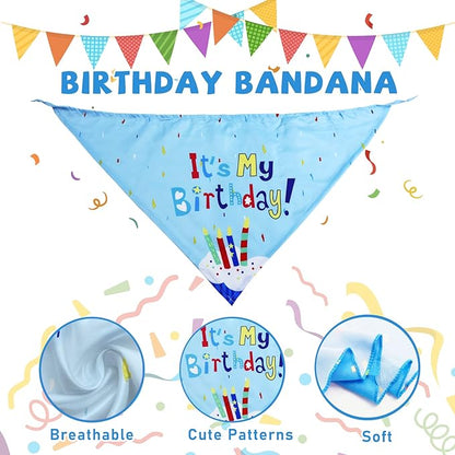 Dog Birthday Toy Set, 9Pcs Plush Pet Toy for Small Dogs, Includes Squeaky Cake Hat, Bandana, Dessert Themed Toys, Balloons, for Dog Birthday Party - PAWPICO