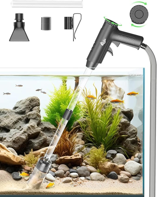 AQQA Aquarium Gravel Cleaner, 4-in-1 Upgrade Suction Power Manual Fish Tank Gravel Vacuum Cleaner Tools for Aquarium Water Changer with Water Flow Adjustment Use for Fish Tank Cleaning Gravel Sand AQQA