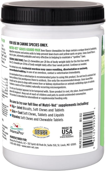 Nutri-Vet Grass Guard Chewables For Dogs - Prevent Lawn Burn From Dog Urine - 365 Count Nutri-Vet