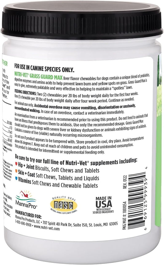 Nutri-Vet Grass Guard Chewables For Dogs - Prevent Lawn Burn From Dog Urine - 365 Count Nutri-Vet