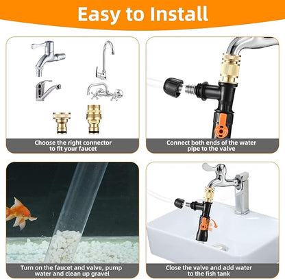 Gravel Vacuum for Aquarium Water Changer Fish Tank Cleaning Tools,Siphon Universal Quick Pump Aquarium Water Changing (50ft) enomol