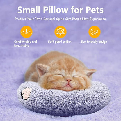 ucho Pillow for Cats, Ultra Soft Fluffy Pet Calming Toy Half Donut Cuddler, U-Shaped Pillow for Pet Cervical Protection Sleeping Improve- Purple ucho