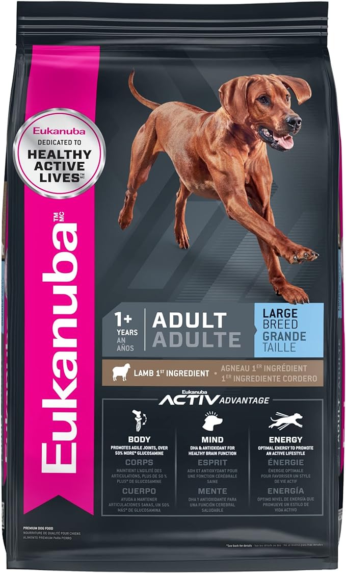 Eukanuba Adult Large Breed Dog Food Dry, Lamb 1st Ingredient, Dog Food Dry Formula for Large Dogs with Protein, DHA and Vitamins to Support an Active Lifestyle, 30 lb Bag - PAWPICO
