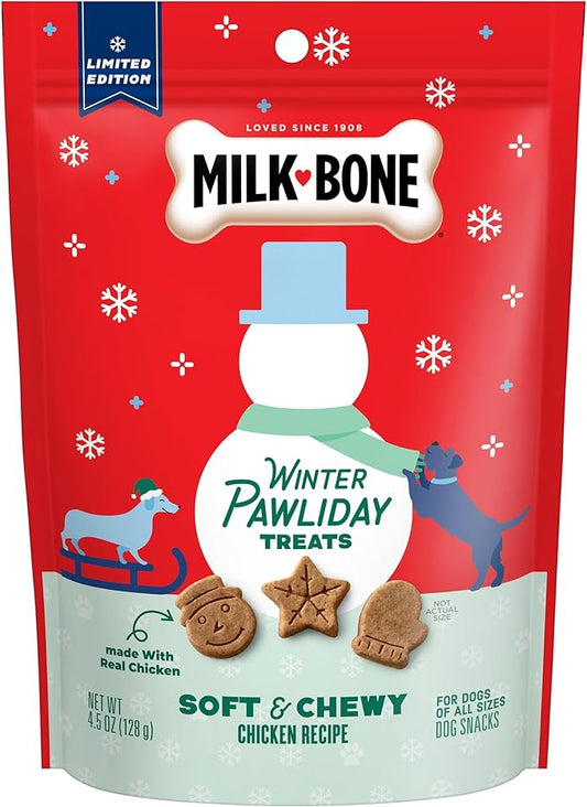 Milk-Bone Limited Edition Winter Pawliday Soft & Chewy Dog Treats, Chicken Recipe, 4.5 Ounce (Pack of 10) - PAWPICO