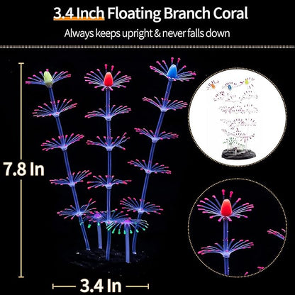 Uniclife 4 Pack Fish Tank Decorations Glowing Effect Aquarium Décor Small Silicone Artificial Jellyfish Coral Plant Ornament UnicLife